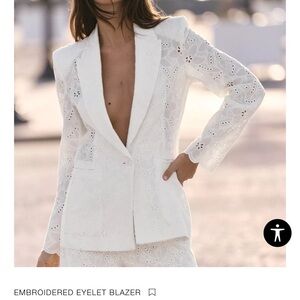 Zara Eyelet Blazer White Size Medium Never Worn Brand New - Tags removed.